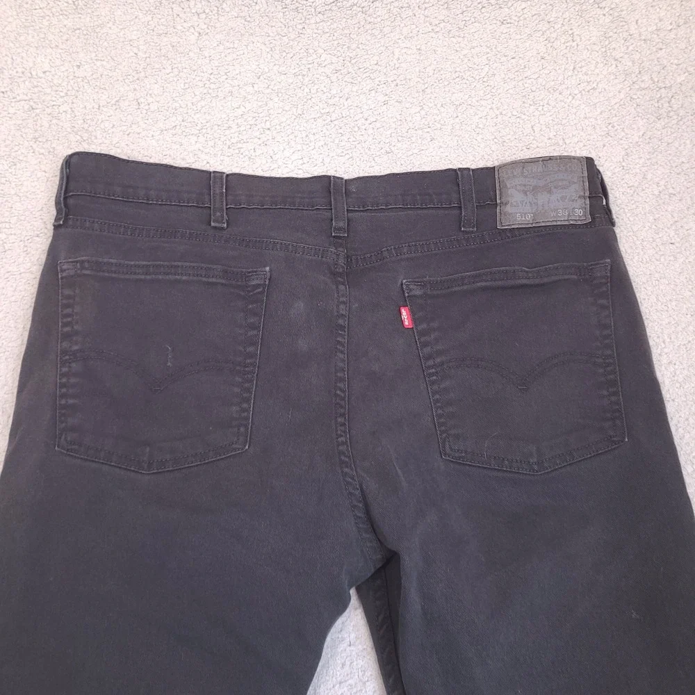 Levis Strauss Jeans Men 38x28.5 Black 510 Slim Straight Dark Wash American Denim
